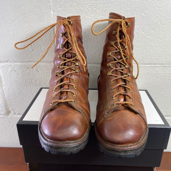 Vintage 1970s REI Red Wing Hunting Boots Brown Lace Up Lug Sole F07188 Size 12 main image 9